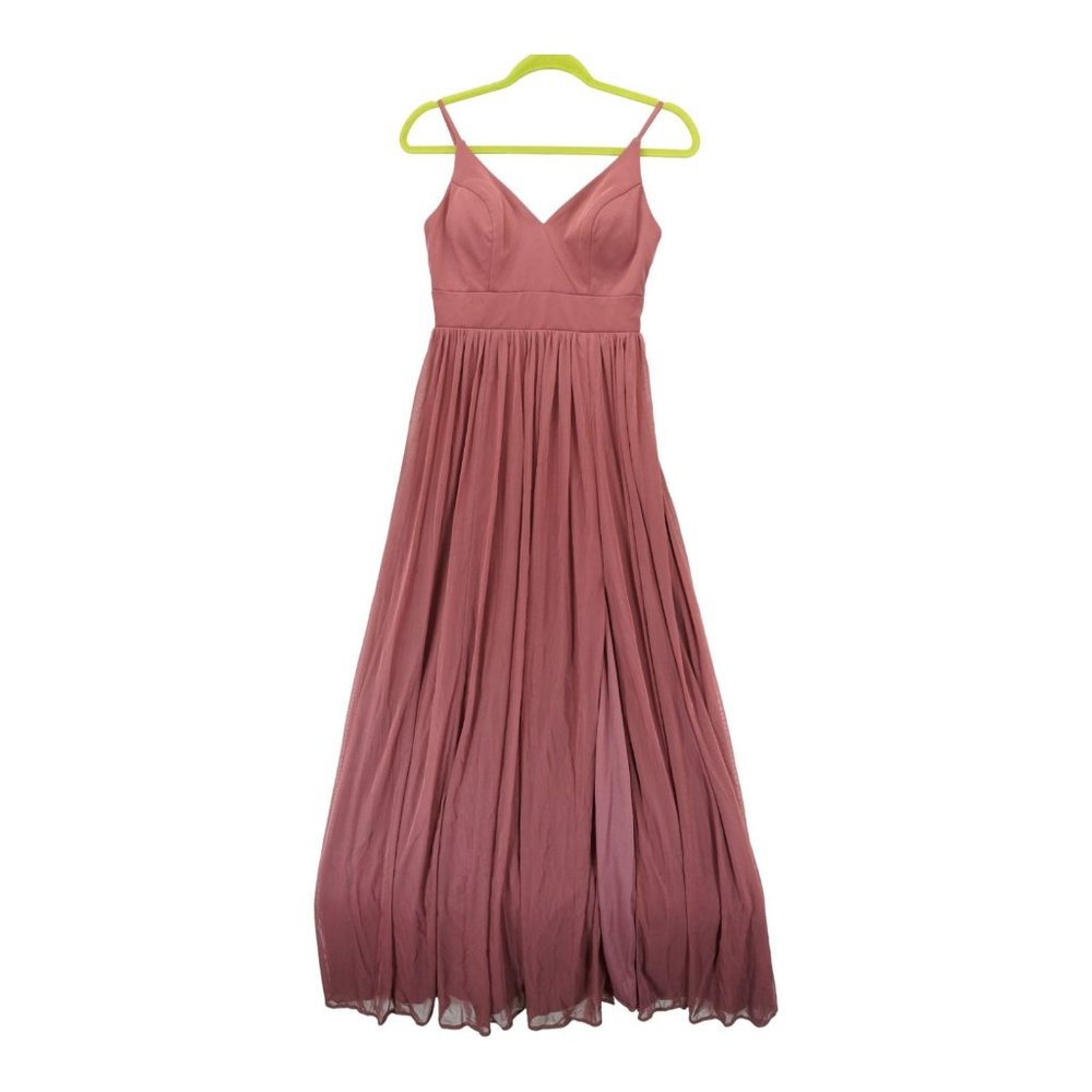 Azazie A-Line Off Shoulder Chiffon Floor‎ Length Dress Burgundy Size A4 $139